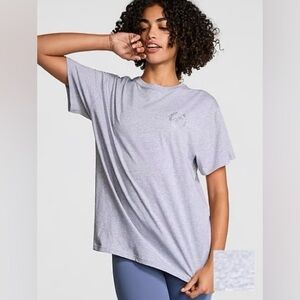 Victoria’s Secret PINK Size XS S Gray Rhinestone Bling Campus Oversized Tee